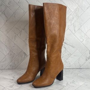 NWT Journee Womens Karima Tan Faux Leather Comfort Foam Knee High Boots Size 11M